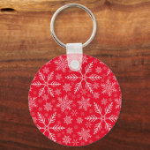 Porte-clés Elégant Red Aqua White Winter Snowflake (Recto)