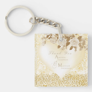 Porte-clés Élégant Rose chic Monogram Gold