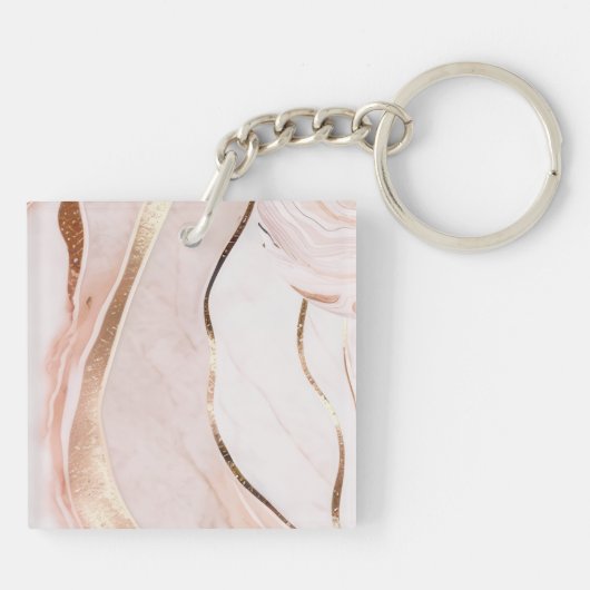 Porte-clés Elégant Rose en marbre or (Dos)