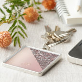 Porte-clés Elegant Rose Gold Monogram Button (Côté)