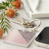 Porte-clés Elegant Rose Gold Monogram Button (Devant Droit)