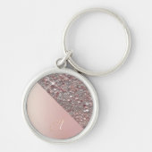 Porte-clés Elegant Rose Gold Monogram Button (Devant)