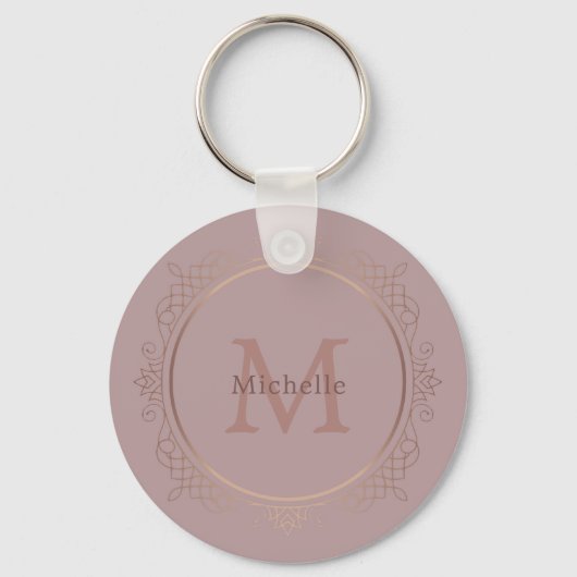 Porte-clés Élégant Rose Gold Monogram Modèle personnalisé (Recto)
