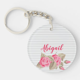 Porte-clés Élégant rose Lovely & Rose Motif rayé