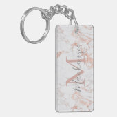 Porte-clés Élégant rose pâle | Monogramme rose Gold Foil (Devant gauche)