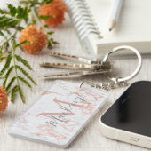 Porte-clés Élégant rose pâle | Monogramme rose Gold Foil (Devant droit)