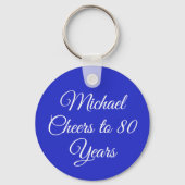Porte-clés Elegant Royal Blue 80th Birthday Keychain (Verso)