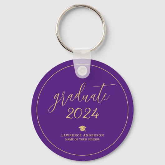 Porte-clés Élégant Royal Purple Graduate 2024 Graduation (Recto)