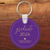Porte-clés Élégant Royal Purple Graduate 2024 Graduation (Recto)