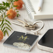 Porte-clés Elégant salon de beauté Citrouille noir blanc d'au (Devant Droit)