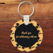 Porte-clés Élégant Script Bleu & Jaune graduation Faveurs (Verso)