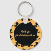 Porte-clés Élégant Script Bleu & Jaune graduation Faveurs (Verso)