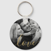 Porte-clés Élégant script doré amour photo noir et blanc (Verso)