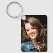 Porte-clés Élégant Script Graduate Photo personnalisée (Recto)