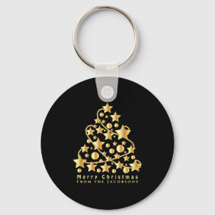 Porte-clés Elegant Script Joyeux Noël Étoile Dorée Noir T S