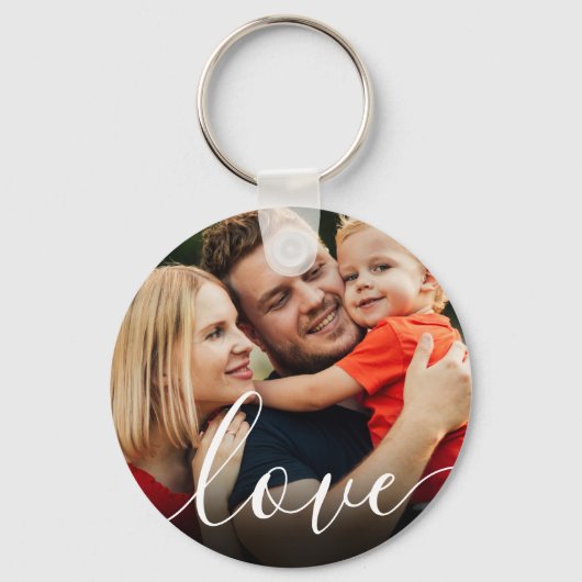 Porte-clés Élégant Script Love Photo (Recto)