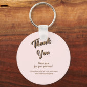 Porte-clés Élégant script merci carte cadeau rose blush (Recto)