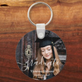 Porte-clés Élégant script personnalisé diplôme photo (Recto)