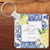 Porte-clés Élégant Shower de Mariage Floral Méditerranéen au (Recto)