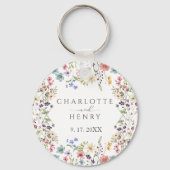 Porte-clés Élégant simple Fleur sauvage Mariage (Recto)