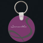 Porte-clés élégant simple moderne chic tendance monogramme vi<br><div class="desc">Ce design étonnant et sophistiqué présente votre monogramme dans un gris acier, sur un arrière - plan de prune solide. Simple et élégante dans une présentation contemporaine, ce design fait le cadeau parfait pour la femme élégante.</div>