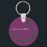 Porte-clés élégant simple moderne chic tendance monogramme vi<br><div class="desc">Ce design étonnant et sophistiqué présente votre monogramme dans un gris acier, sur un arrière - plan de prune solide. Simple et élégante dans une présentation contemporaine, ce design fait le cadeau parfait pour la femme élégante.</div>