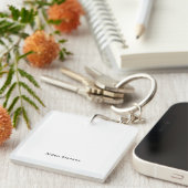 Porte-clés Élégant Simple Noir & Blanc Minimaliste (Devant Droit)