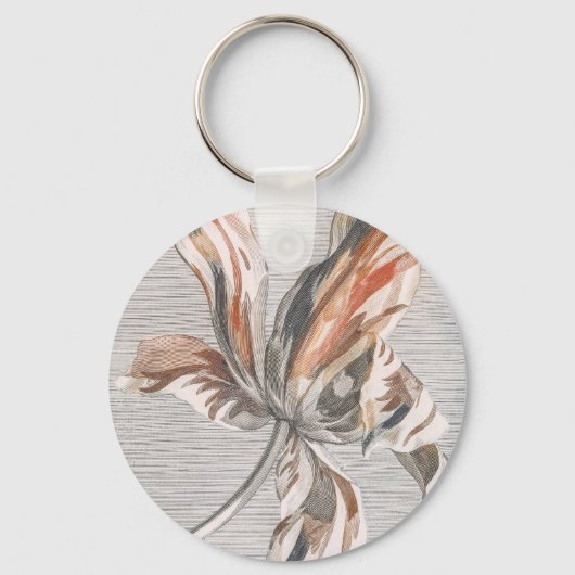 Porte-clés Elegant Striped Tulip Antique Flower Etching (Recto)