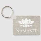 Porte-clés Élégant Taupe Herringbone Namaste Blanc Lotus (Verso)