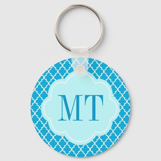 Porte-clés Elégant, tendance, aqua bleu quatrefoil (Recto)