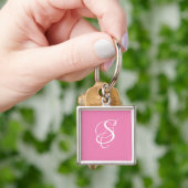 Porte-clés Élégant Tendance Monogramme/Pink Script DIY (main)