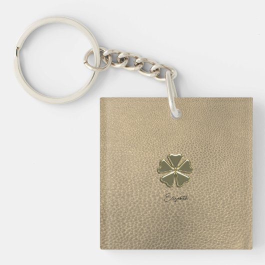 Porte-clés Élégant Trèfle Saint-Patrick Cuir (Devant)