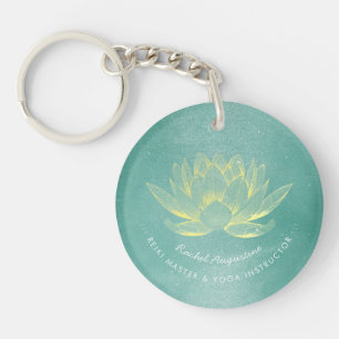 Porte-clés Élégant Turquoise Gold Lotus YOGA instructeur de m