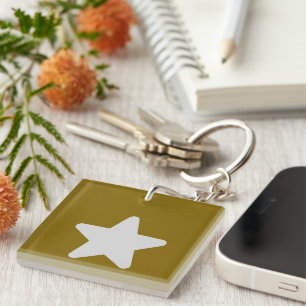 Porte-clés Élégant vert de la jungle avec WhiteStar