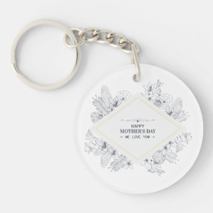 Porte-clés Elégant Vintage Joyeux Joyeux Fête des Mères   POR