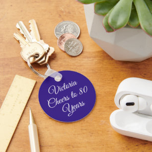 Porte-clés élégant violet pour 80e anniversaire