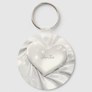 Porte-clés Élégant White Cream Heart Keychain