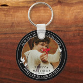 Porte-clés Élégant White Doves Photo & Memorial Keepsaké (Recto)