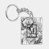Porte-clés Elégante aquarelle blanche grise noire (Devant gauche)