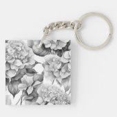 Porte-clés Elégante aquarelle blanche grise noire (Dos)