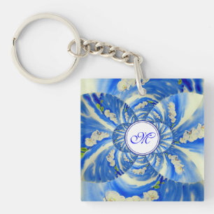 Porte-clés Elégante aquarelle blanche peinture d'orchidée flo