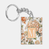 Porte-clés Elégante aquarelle blanche vert orange boho (Devant gauche)