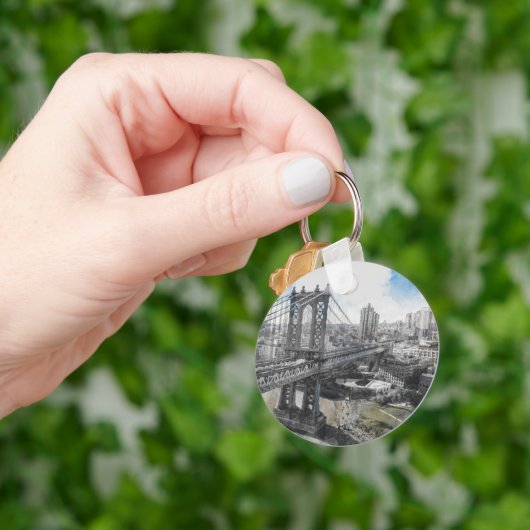 Porte-clés Elégante aquarelle Brooklyn Bridge NYC (main)