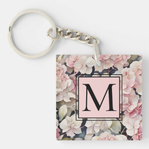 Porte-clés Elégante aquarelle rose hydrangées florales