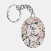 Porte-clés Elégante aquarelle rose hydrangées florales (Devant gauche)