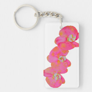 Porte-clés Elégante aquarelle rose orchidée peinture tropical