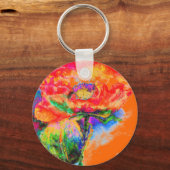 Porte-clés Elégante aquarelle rouge florale (Recto)