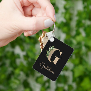Porte-clés Élégante Botanique Monogramme Gold Lettre G Porte 