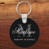 Porte-clés Élégante calligraphie noir gris (Recto)