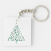 Porte-clés Élégante calligraphie rouge et verte Arbre de Noël (Dos)